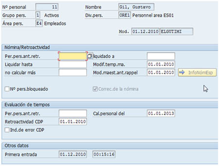 SAP HR - Infotipo 0003 - Modificación campos bloqueados