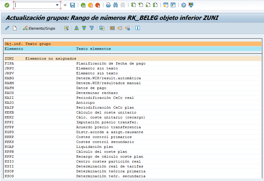 SAP CO, actualización de grupos según su rango de número RK_BELEG