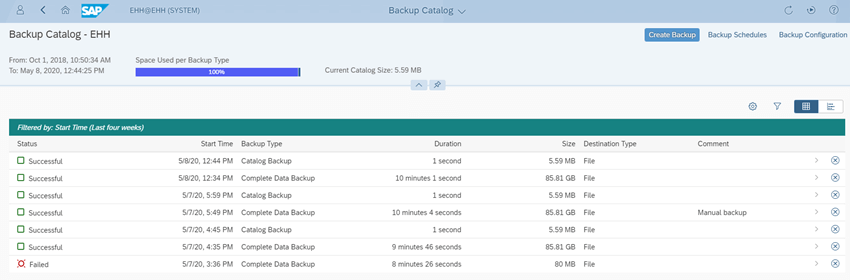 SAP HANA COCKPIT 2 - aplicacion backups