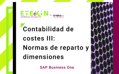 Contabilidad de costes III: Normas de reparto y dimensiones